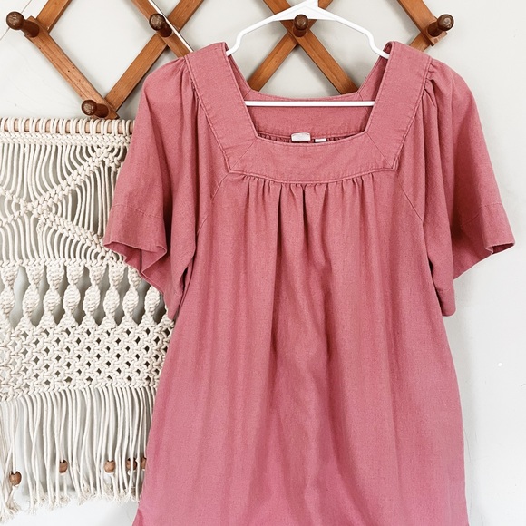 GAP linen blend spring summer shift dress small flutter sleeve pockets - Picture 2 of 6